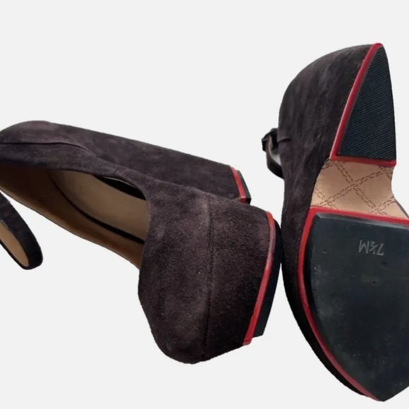 L.A.M.B by GWEN STEFANI Brown SUEDE Platform SHOES Wedge HAVANA ( 7.5 ) - Picture 4 of 5